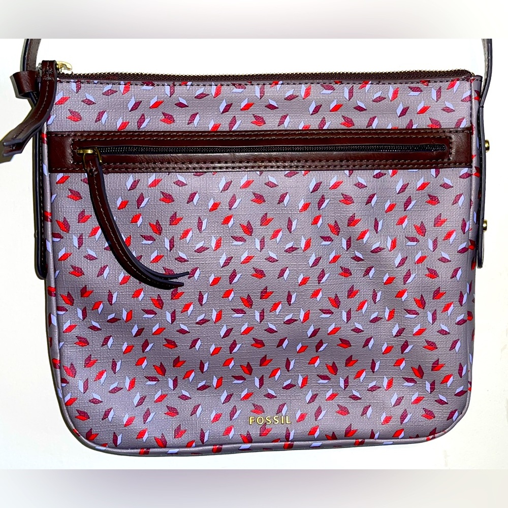 Fossil Crossbody Purse Lilac with Abstract Design
